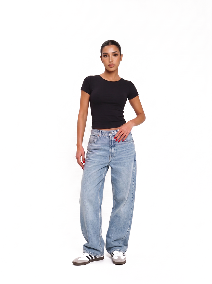 Crew Neck Cap Sleeve Top