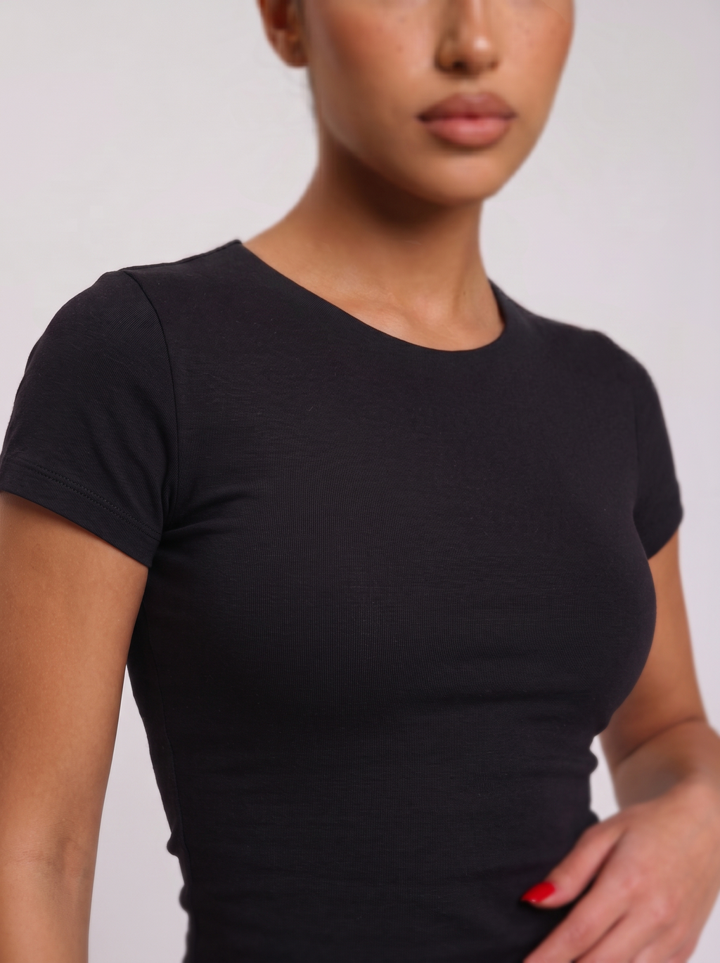 Crew Neck Cap Sleeve Top