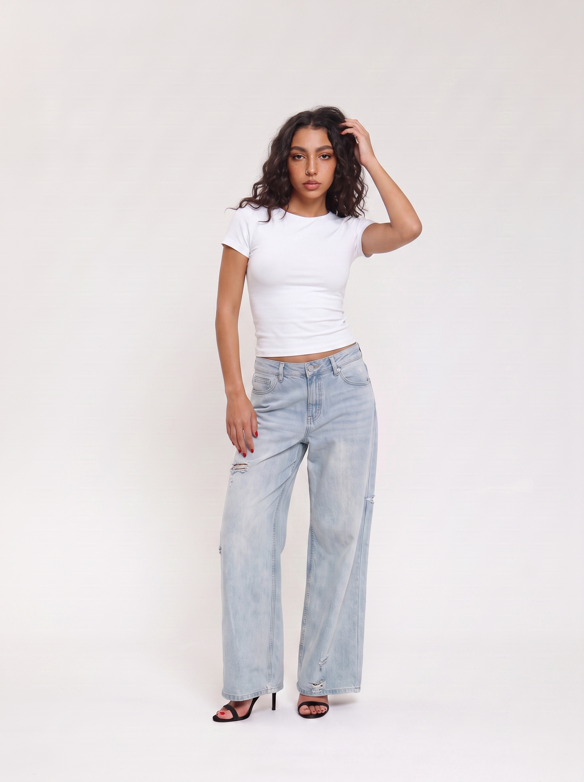 Crew Neck Cap Sleeve Top